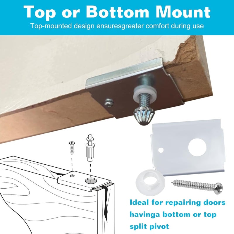 FOJOO 2Pack N7192 Bi-Fold Door Repair Bracket Kit, Folding Closet Door Hardware for 1-3/8 Inch Wood Doors, Fits 7/16" Pivot Pin, Top or Bottom Mount Steel Brackets - Image 4